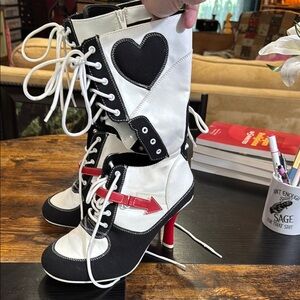 Funtasma Black and white with red accent sneaker heels boots, size 10, 42